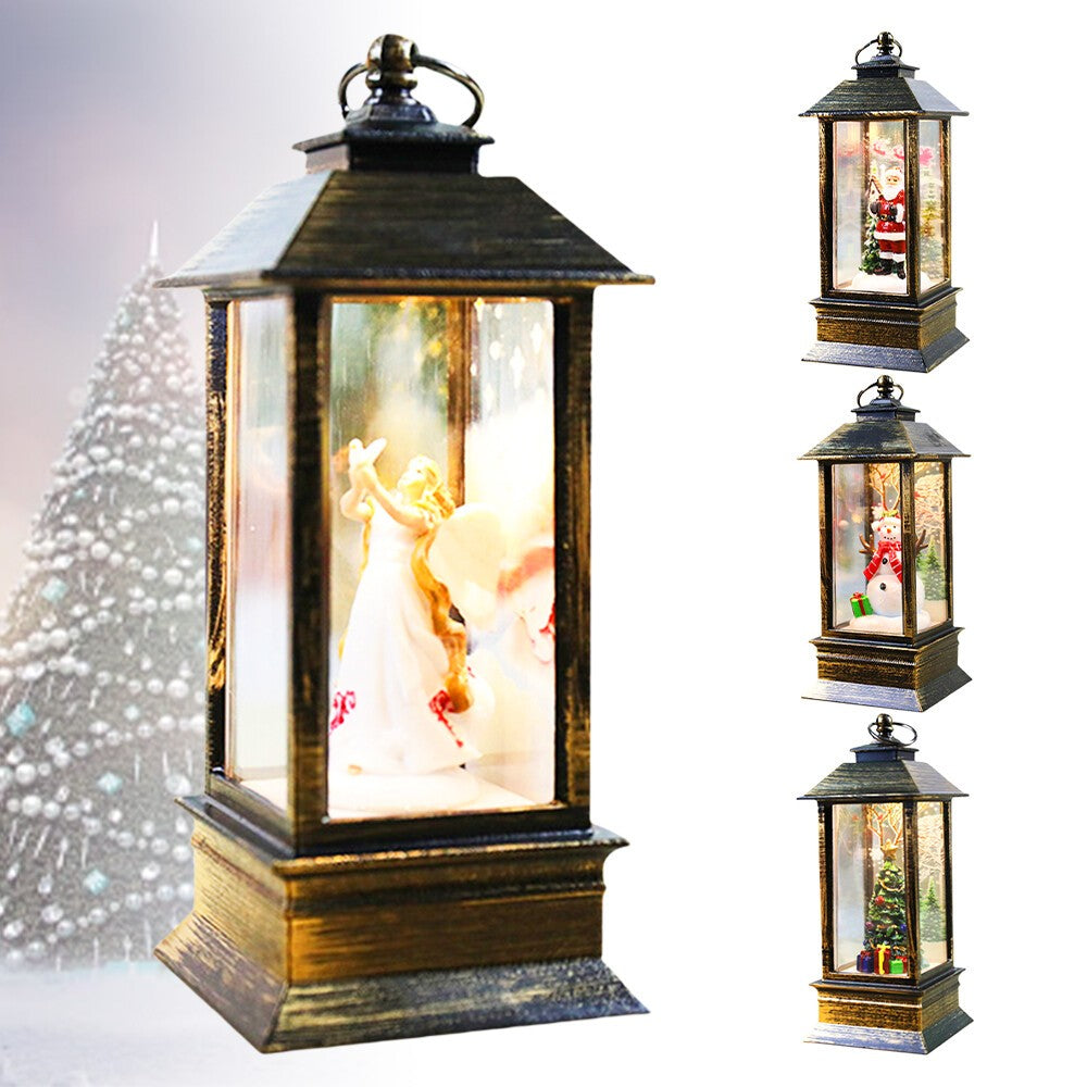 Christmas Snow Globe Lantern LED Light Santa Hanging Night Lamp UK