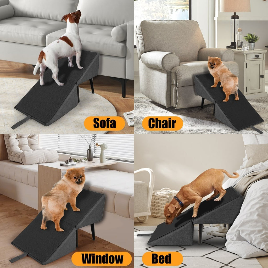 2 in 1 Dog Step Ramp W/ Footrest Stool Foldable Dog Sofa Stair for Senior Animal