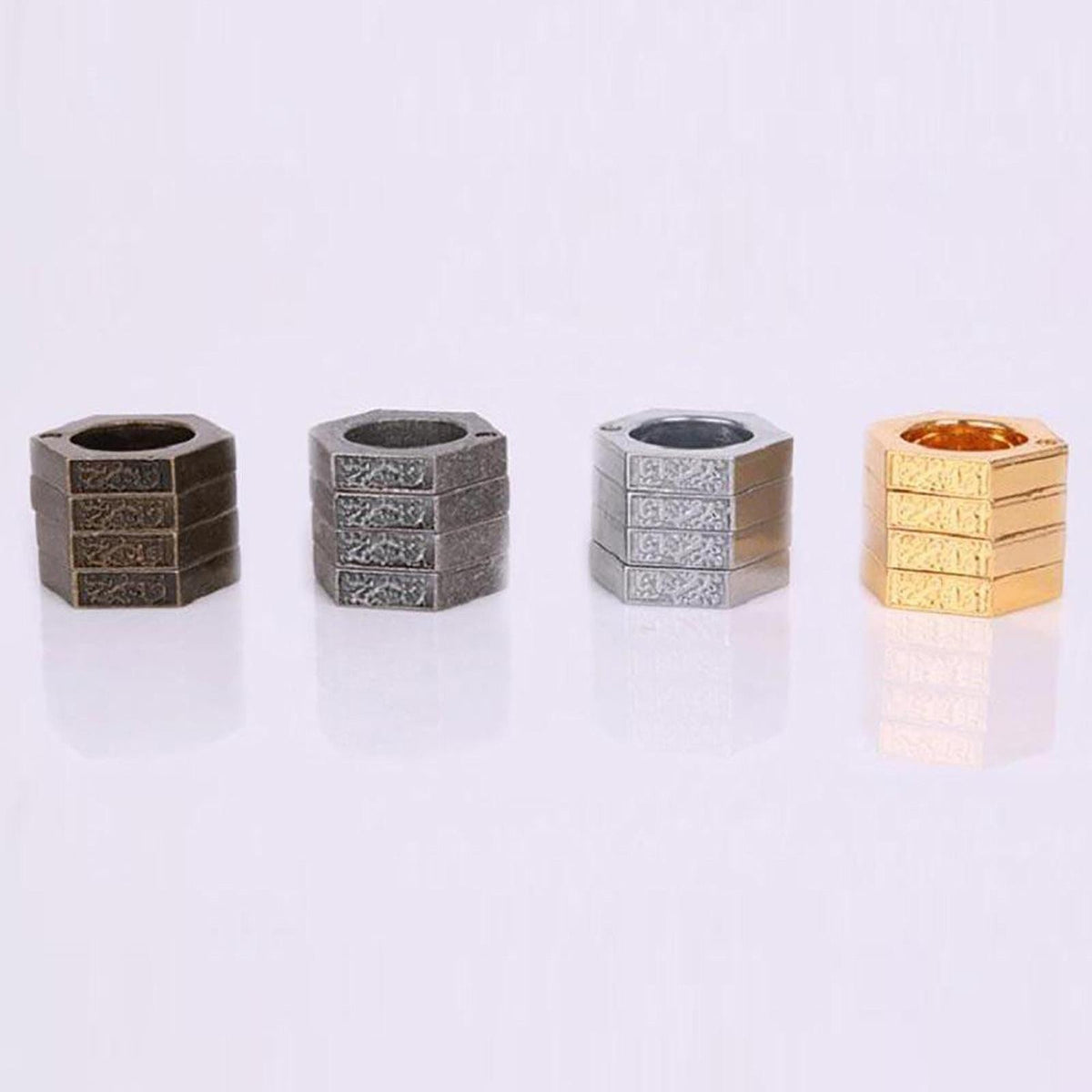 4 Set Hexagon Round Retro Outdoor/Safe 4-Finger Ring for Outdoor Camping