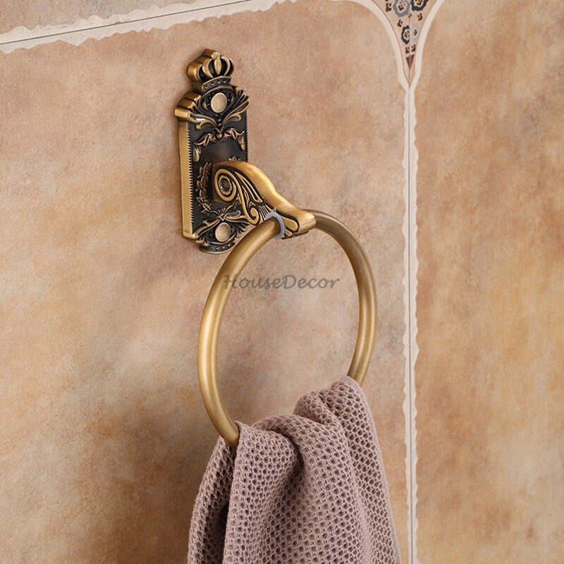 European Style Round Bath Towel Ring Holder Bathroom Towel Rack Clothes Hanger
