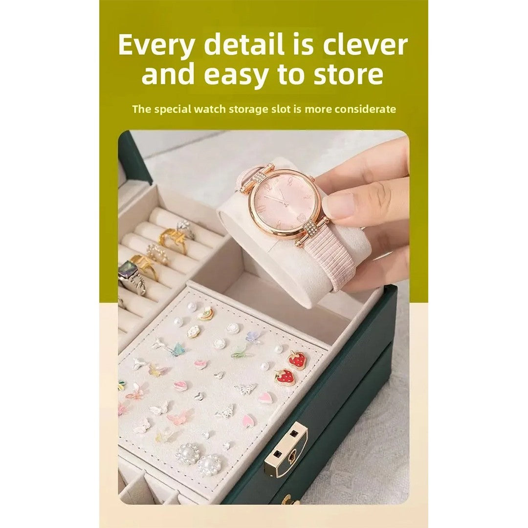 Large 3 Layer Jewellery Organizer Storage Necklace Storage Box Drawer Cabinet