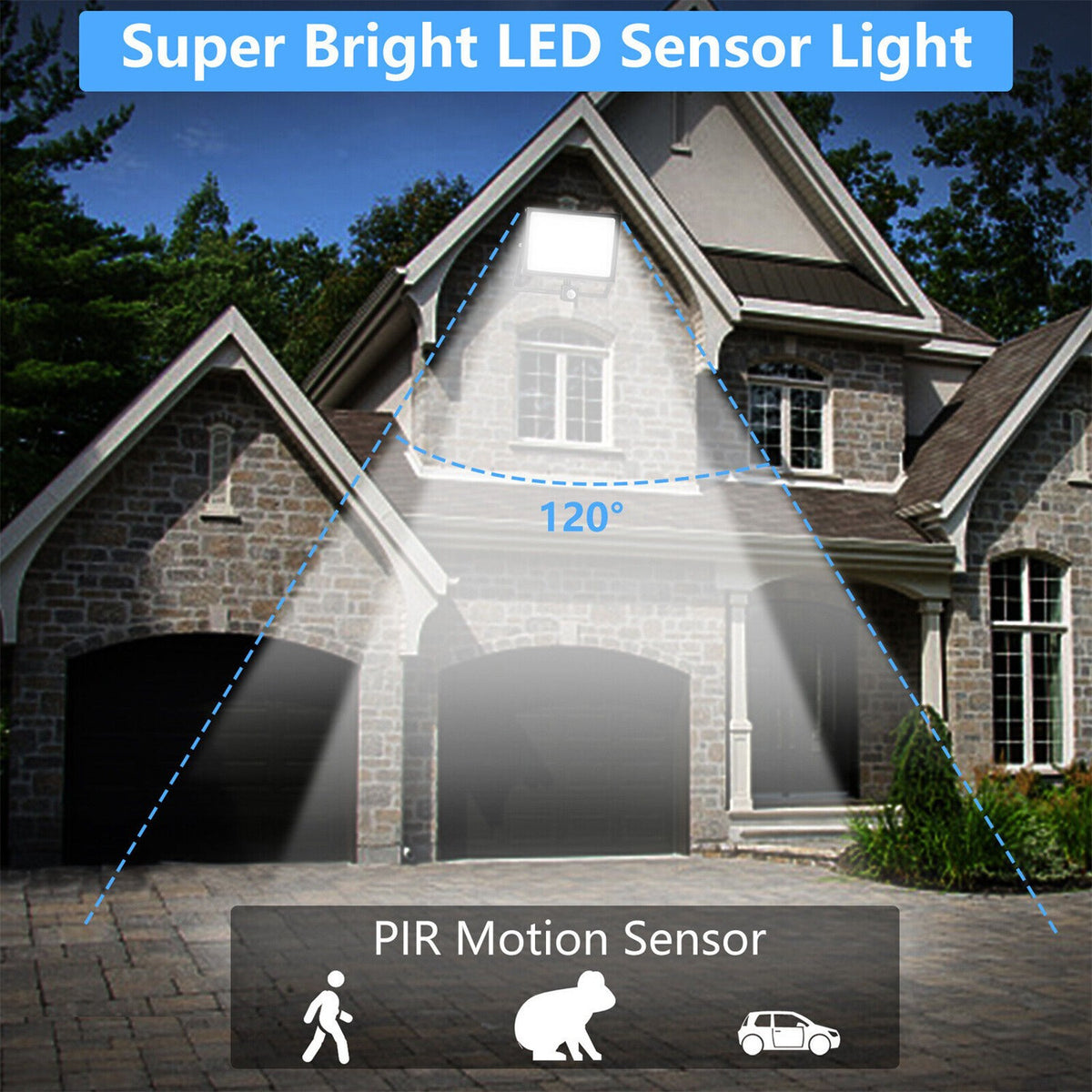 100Watt LED Floodlight Security Outdoor Garden Lights With PIR Sensor Lamp
