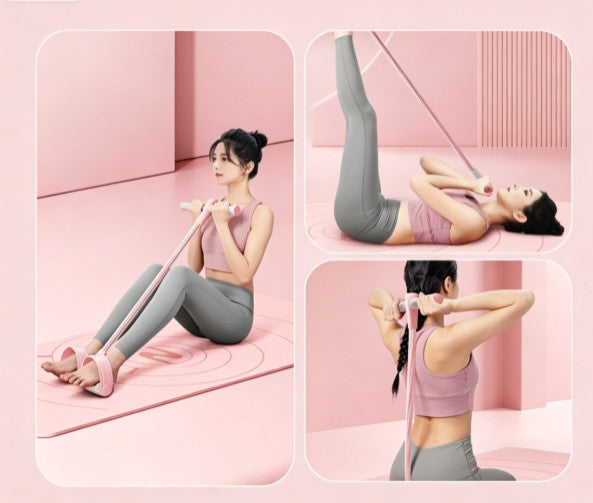 2pcs 6Tubes Tension Rope Puller Pedal Ankle Exerciser Abdominal Fitness Sport UK