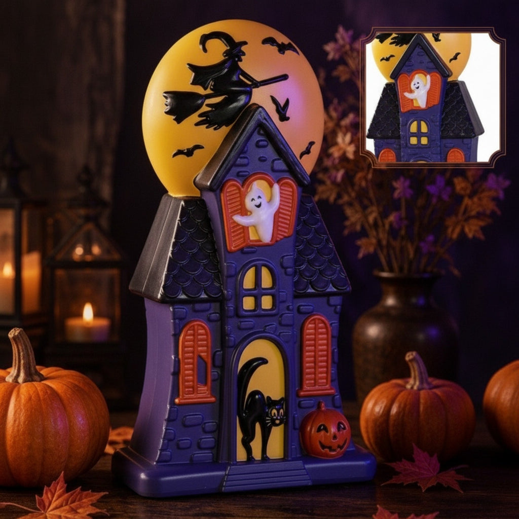 USB Haunted House Blow Mold Light Spooky Figurine Vintage-Style for Mantel,Shelf