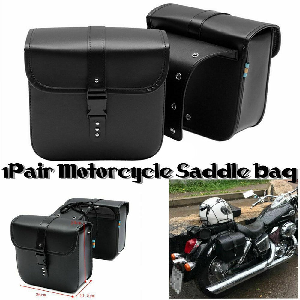 2x Motorbike Saddle Bags Luggage Pouch PU Leather Motorcycle Panniers Universal
