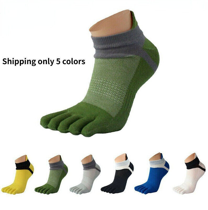 5 Pack Men Ankle Five Finger Toe Socks Combed Cotton Casual Sport Breathe Mesh