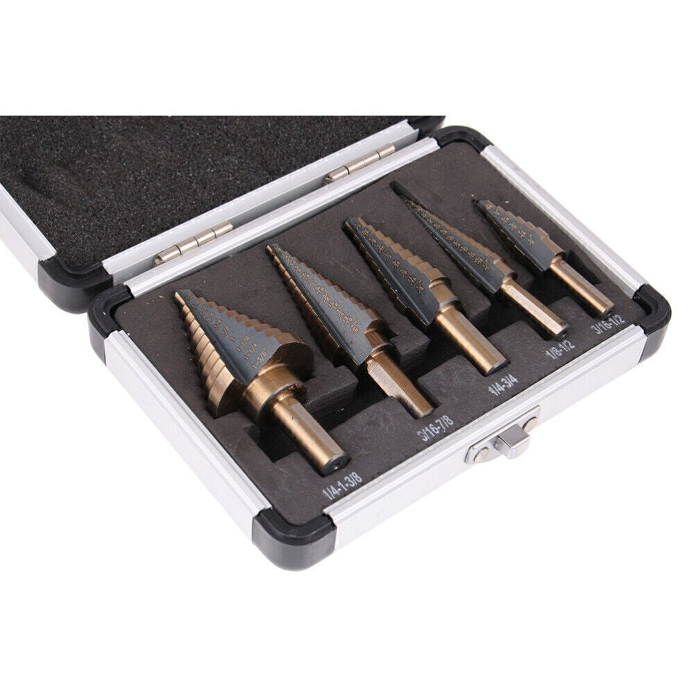 5Pcs HSS Cobalt Hole Large Metal Step Drill Bit Set Titanium Cutter Cone Tools