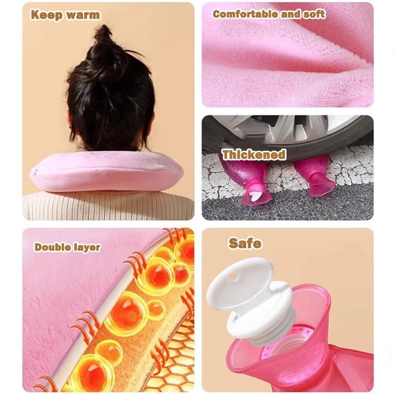 U-Shaped Neck Warmer Hot Water Bottle – Plush Hot & Cold Therapy for Neck Pain