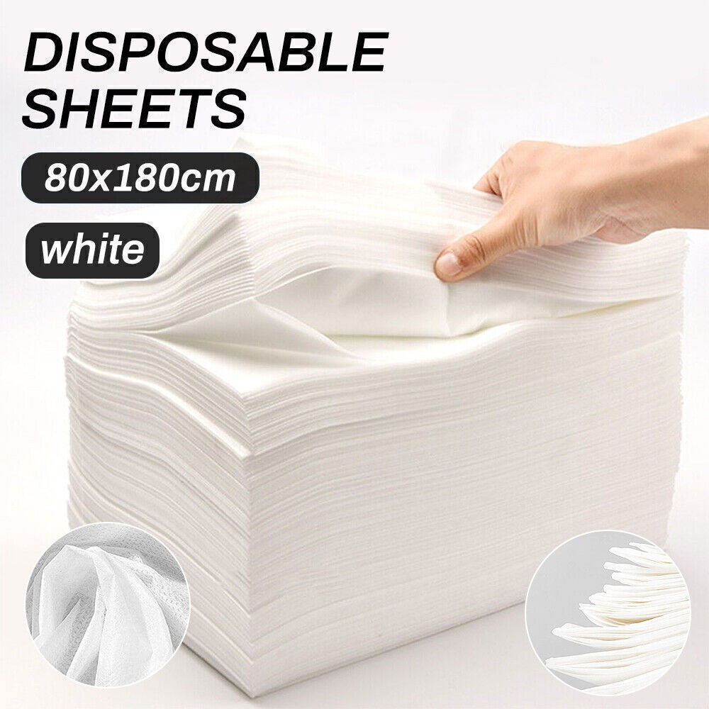 100Pcs Disposable Non-woven Bed Cover, White Sheet for Spa Salon Massage Table