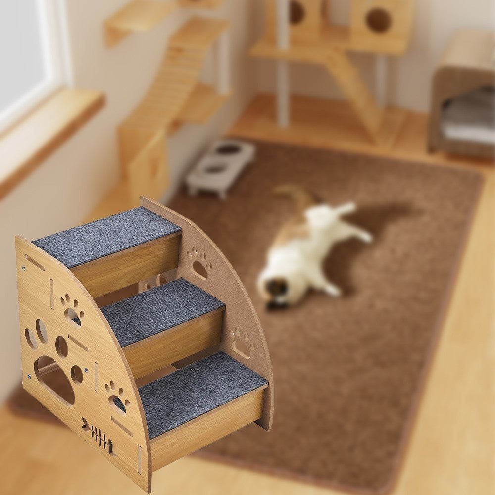 3 Steps Pet Ramp Wooden Dog Steps Stairs Cat Detachable Ladder For Bed Sofa UK