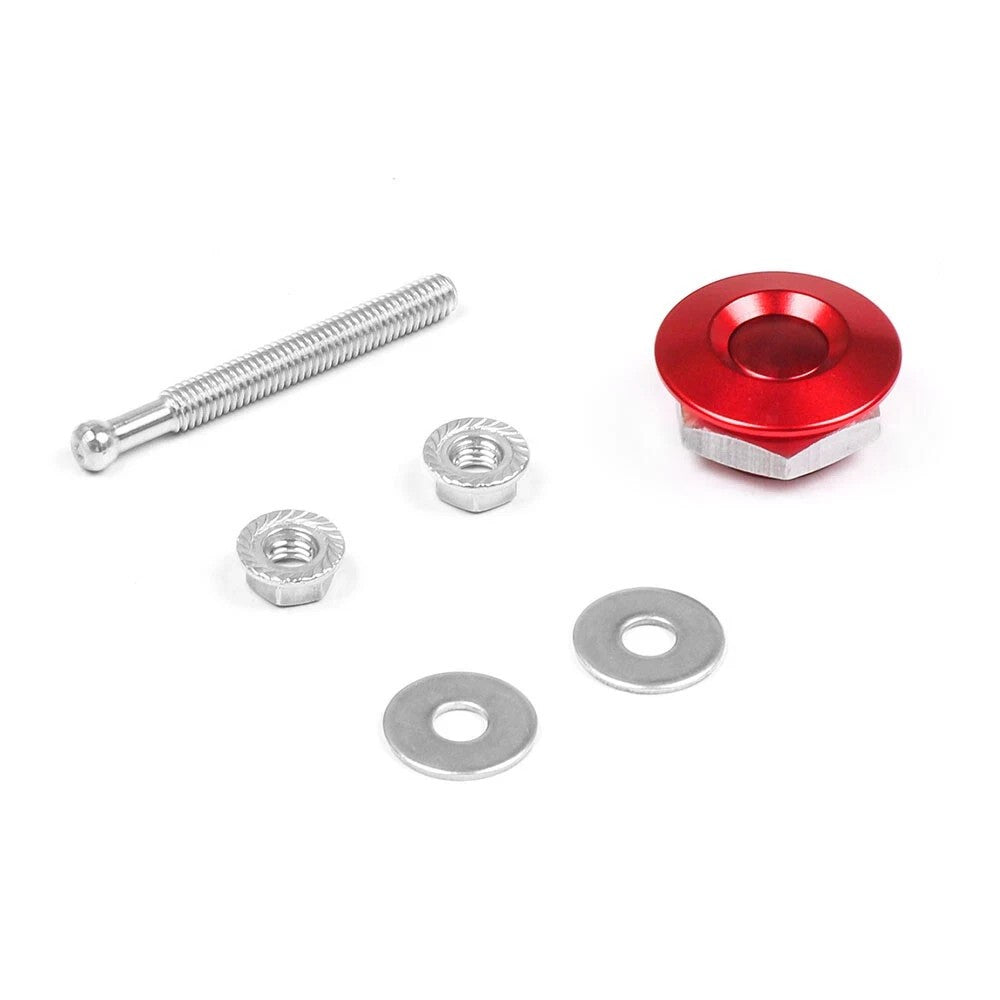 4x Push Button Quick Release Hood Bonnet Pins Lock Clip Car Bumper Latch Kit Red