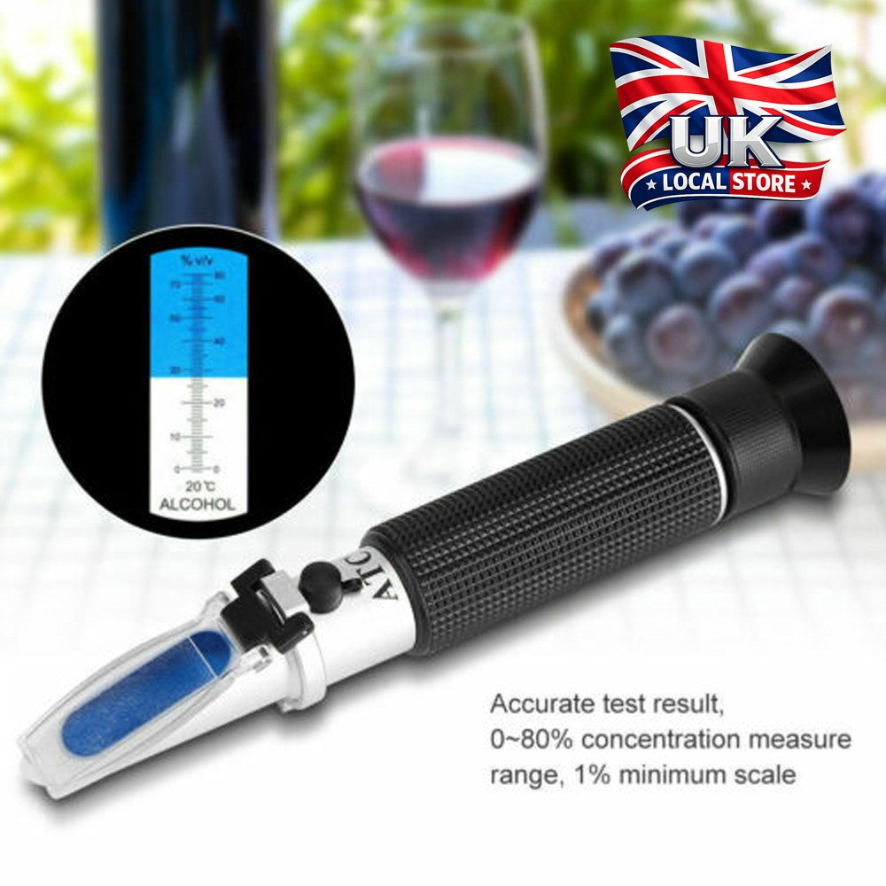 Portable 0-80% Alcohol Refractometer Liquor Content Tester For Wine Beer Sugar
