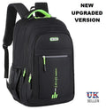 Black Backpack Rucksack Large Upgraded Mens Womens Bag Travel Work School Sports