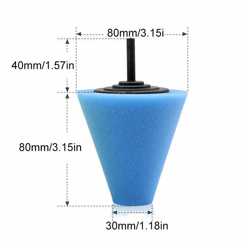 5X 4" Foam Drill Polishing Cone Ball Pads Kit Hub Waxing Buffing Wheel Polisher