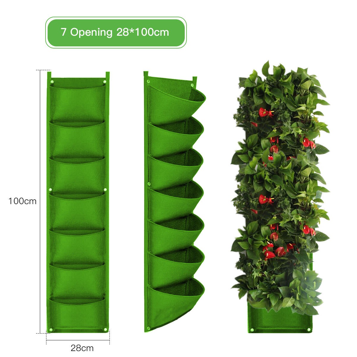 Garden Wall Hanging Planting Bag 7 Pocket Vertical Flower Grow Pouch Planter UK