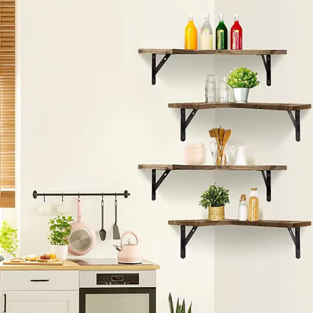 4 Piece Home Corner Floating Shelves Wall Mounted Storage Wooden Display Shelf