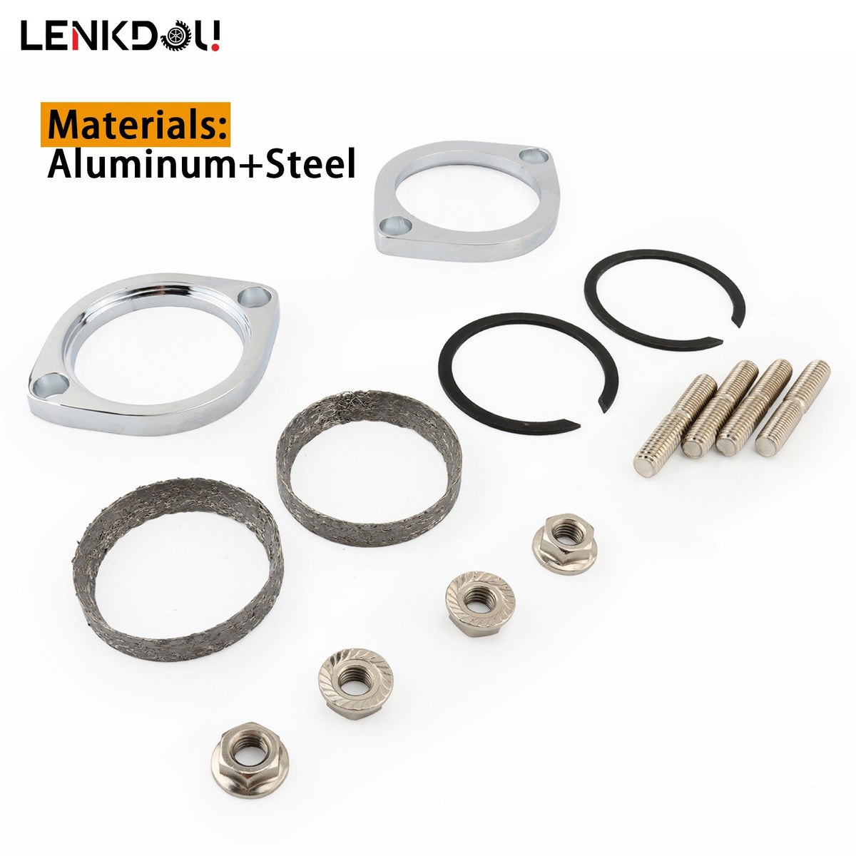 For Harley Big Twin Exhaust Flange Install Kit Pair Flanges Gaskets Nuts Washers
