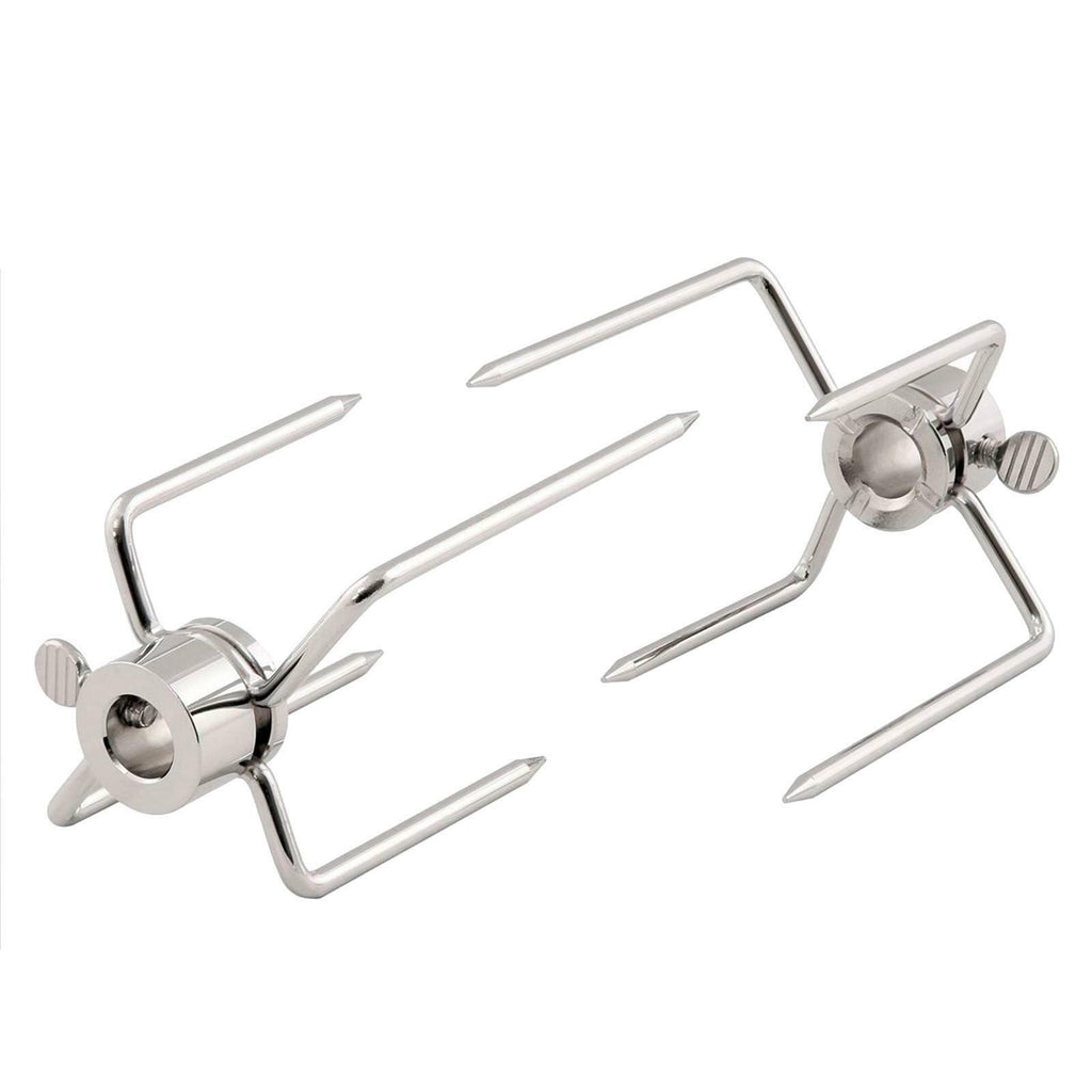 2x Rotisserie BBQ Spit Fork Chicken Charcoal Grill Barbecue Accessories