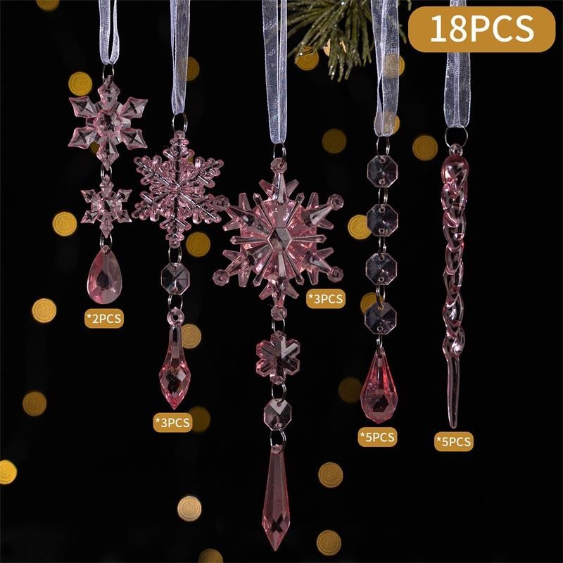 18 Pcs Christmas Tree Icicle Ornaments Clear Acrylic Icicle Christmas Decoration