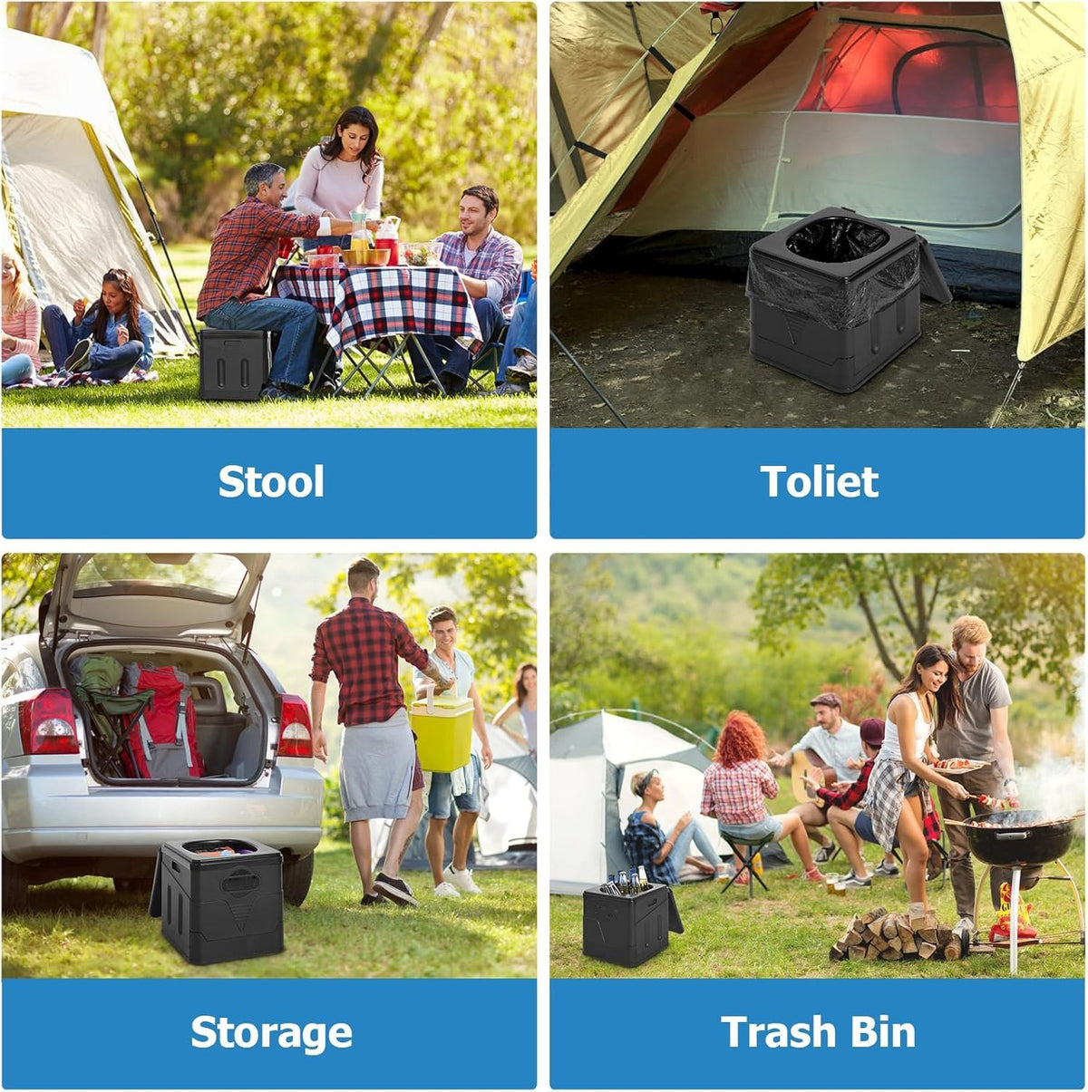 PORTABLE FOLDING CAMPING TOILET COMPACT POTTY LOO CARAVAN TOILET PICNIC FISHING