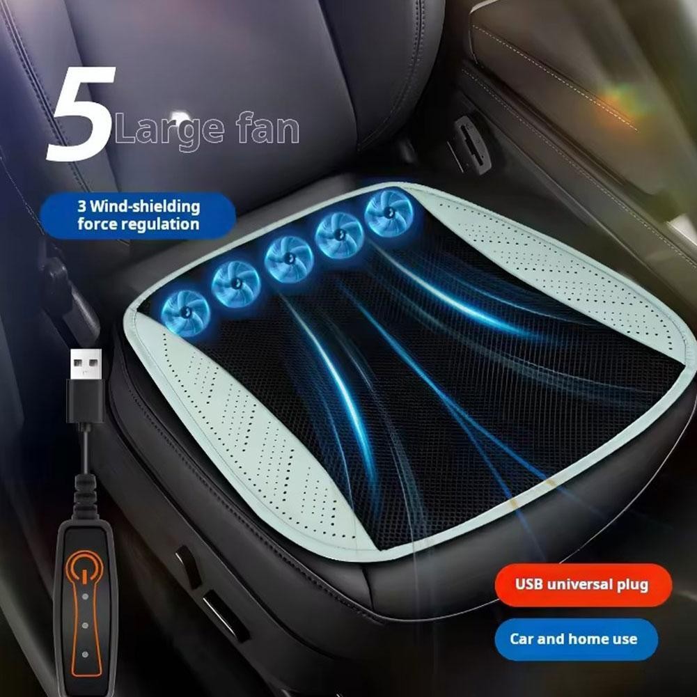 Universal Seat Cooling Cushion USB Fan Ventilated Car Chair Pad 8 Fan 3 Speed