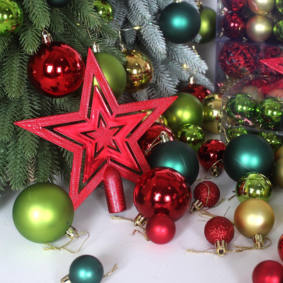 100 Christmas Baubles Tree Hanging Balls Xmas Party Beads Ornament Mixed Sizes