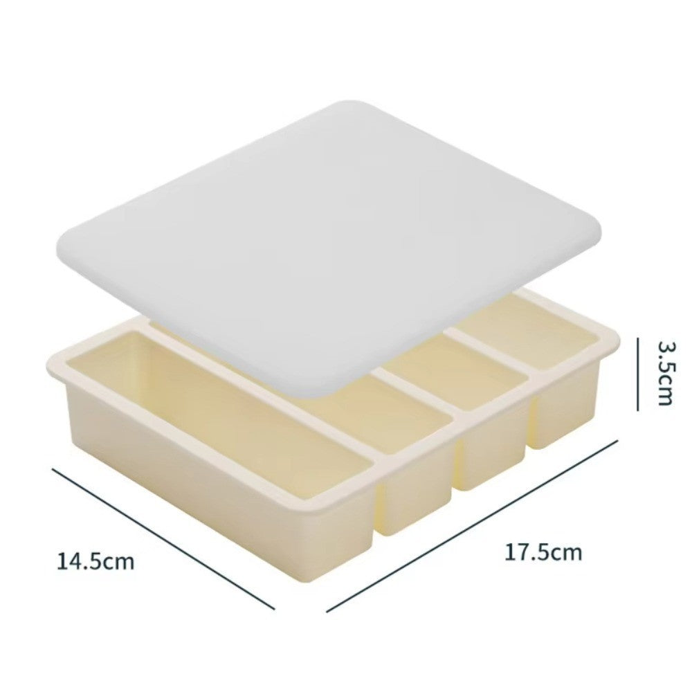 Silicone Food Freezing Molds 4 Grids Food Sauce Storage Durable Freezer Trays