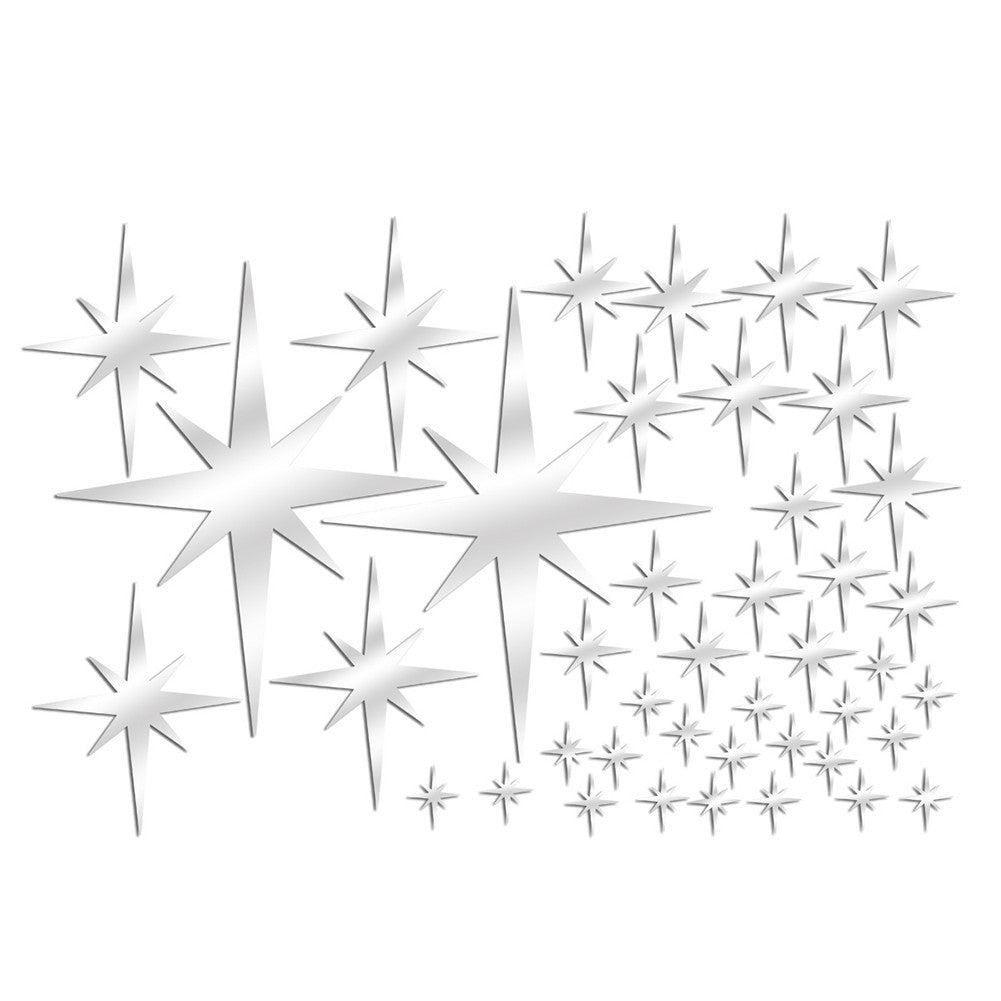 42Pcs Removable Star Wall Stickers Acrylic Mirror Stylish Design Multicolor