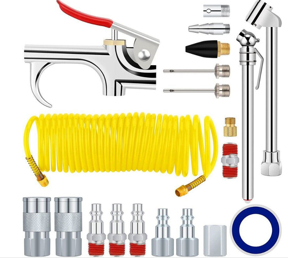 20PCS Air Compressor Kit Air Line Accessories Spray Gun Tools Air Hose UK