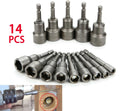 14pcs 6 -19mm 1/4" Nut Driver Bit Set Hex Magnetic Metric Socket Impact Drill UK