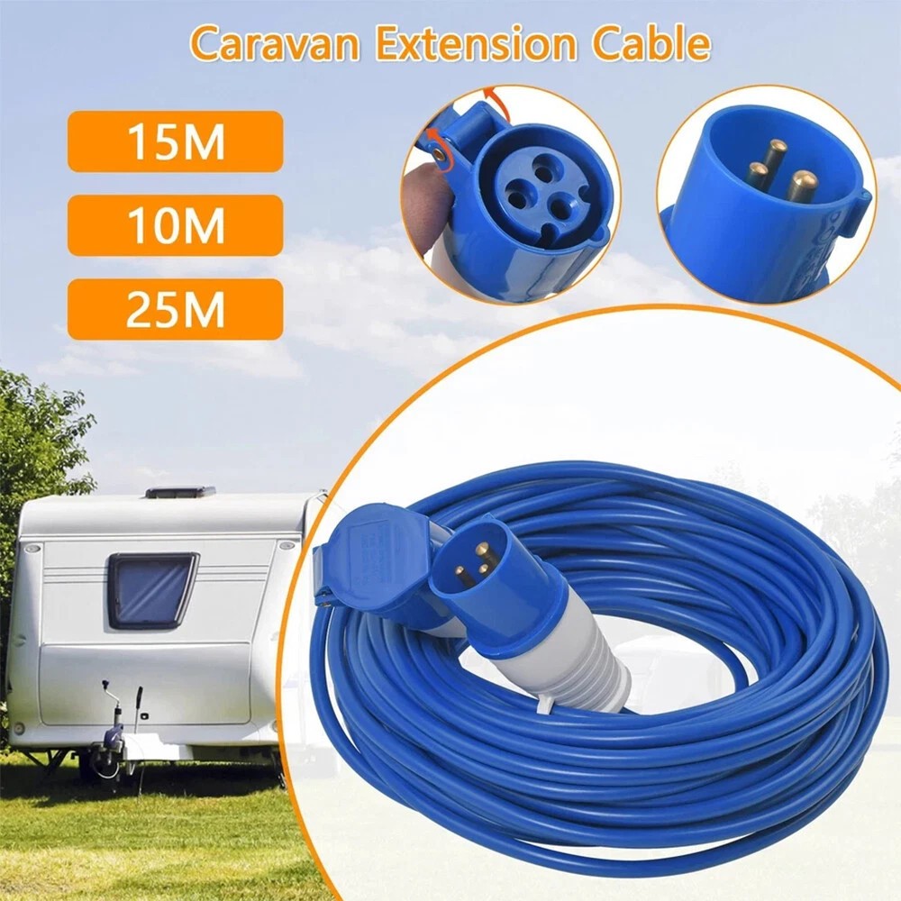 CARAVAN MOTORHOME CAMP SITE HEAVY DUTY 16A 240V MAINS HOOK UP CABLE LEAD UK MADE