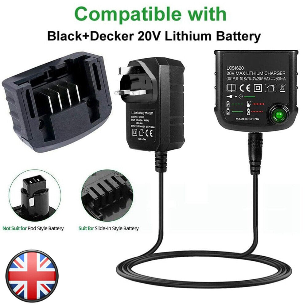 2Pack Charger Lithium-Ion Replacement for Black & Decker LBXR20 14.4V 18V 20V