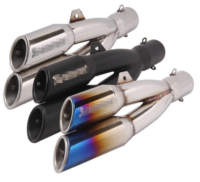 38-51mm Universal Dual Outlet Exhaust Silencer Motorcycle Exhaust Muffler Pipe