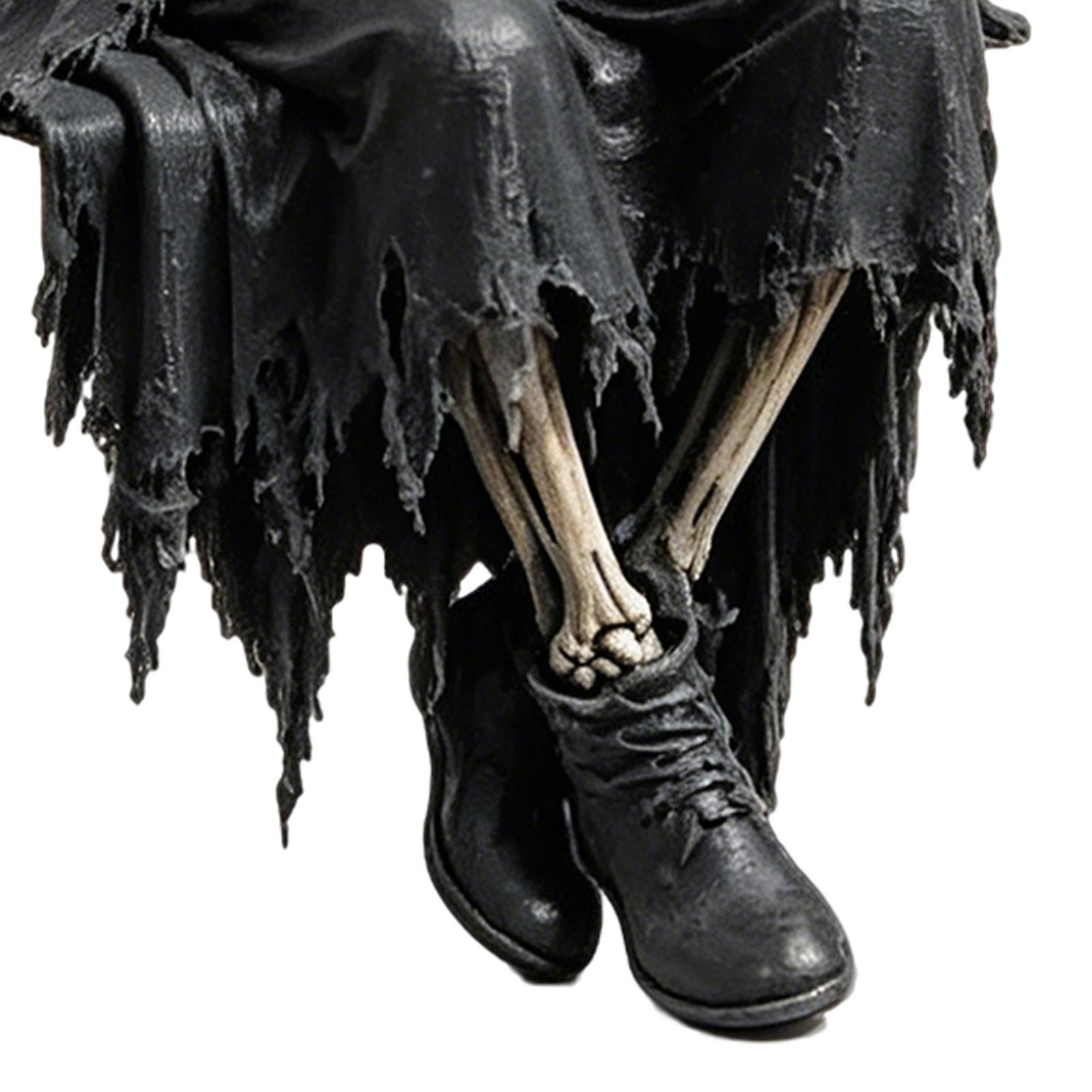 Gothic Dark Fantasy Figure, Reading Death Gothic Skeleton Demon Hooded Figurine
