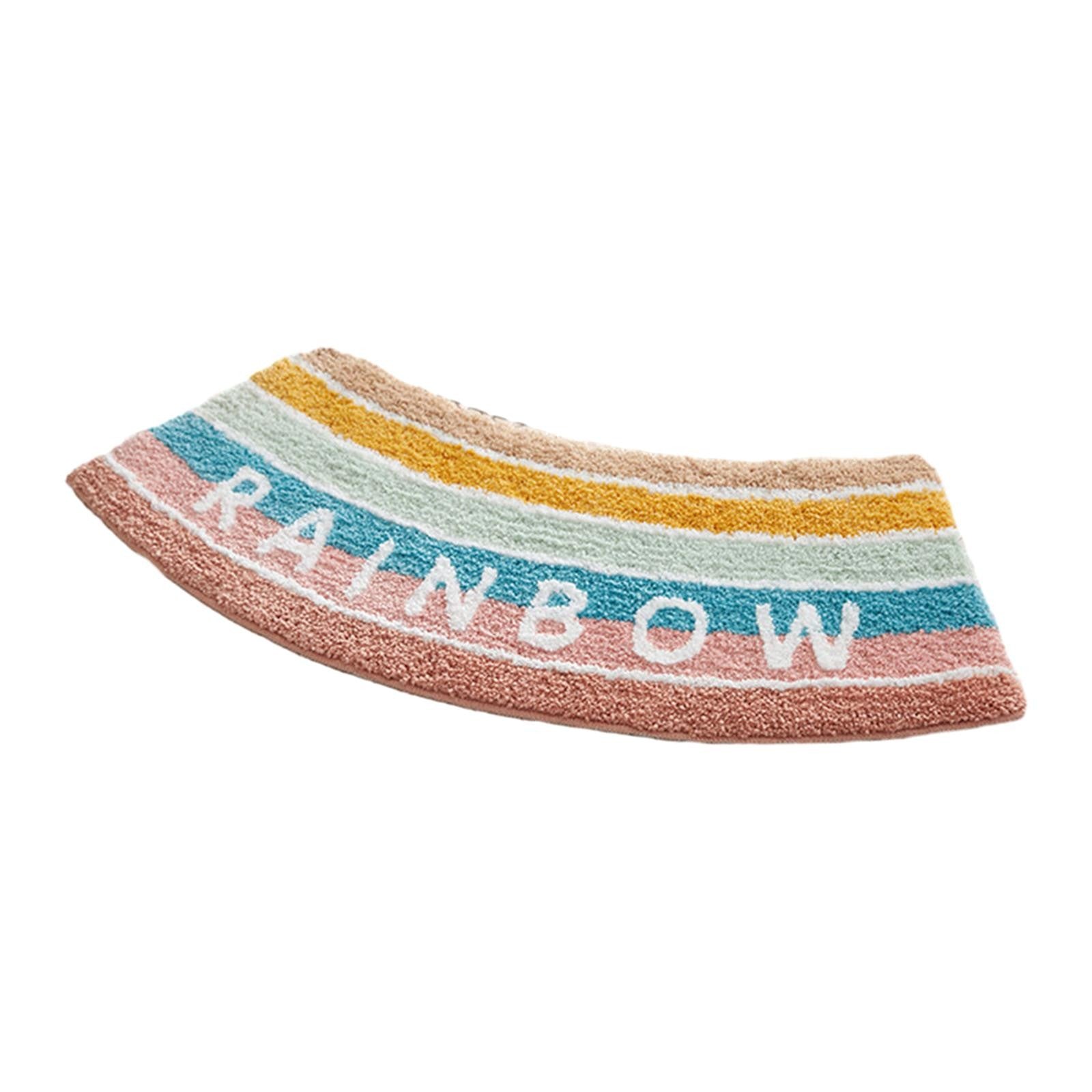 Curved Shower Mat Bathroom Mat Non-Slip Foot Rug Plush Bath Mat Curved Bath Mat