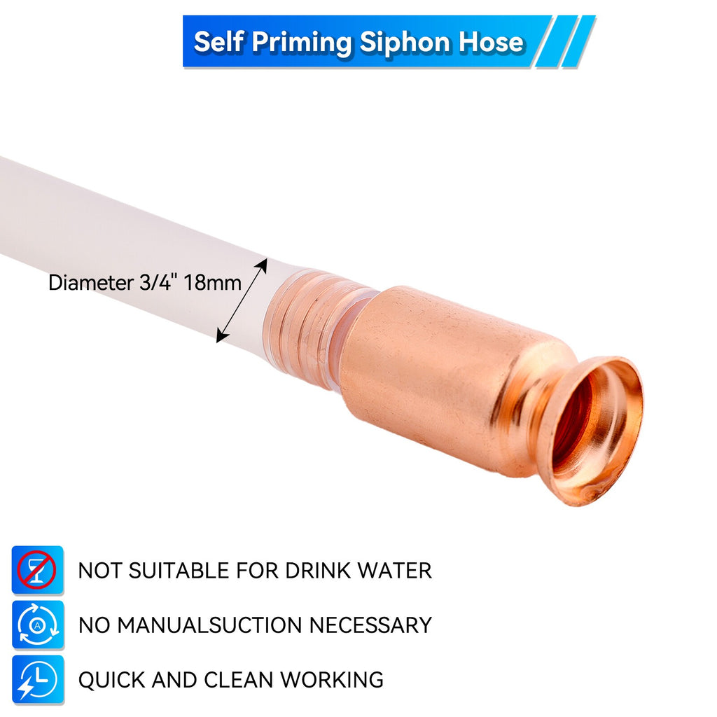3/4'' 18mm x 3m Copper Jiggler Jiggle Siphon Pump PVC Pipe Hose Fuel Transfer