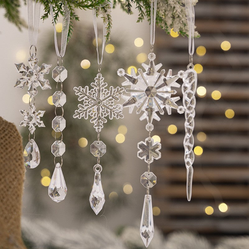 18 Pcs Christmas Tree Icicle Ornaments Clear Acrylic Icicle Christmas Decoration
