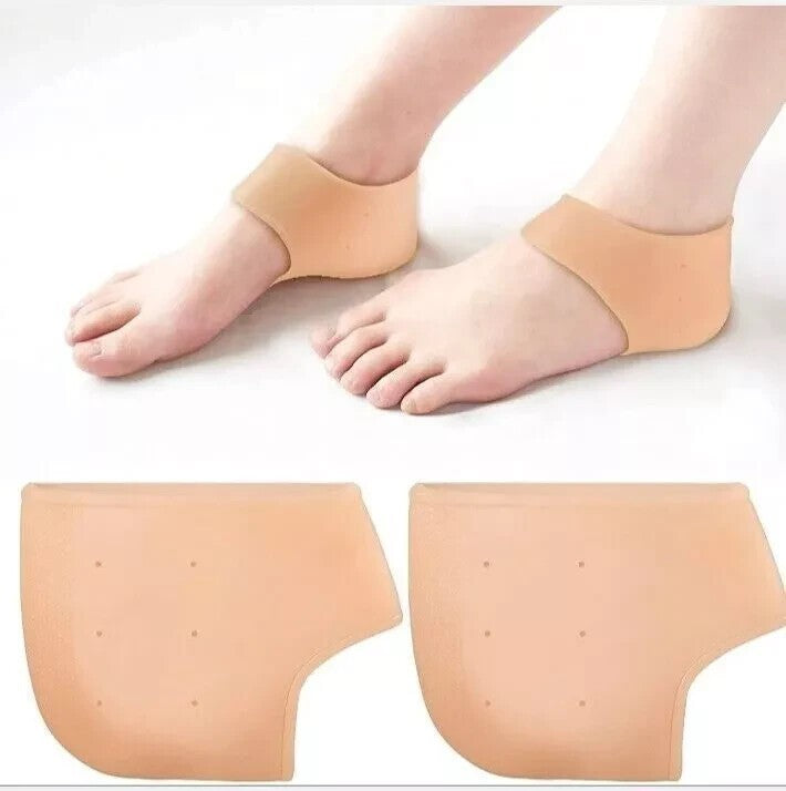 2pcs SILICONE GEL HEEL SLEEVES Cracked Foot Skin Care Protector Socks UK