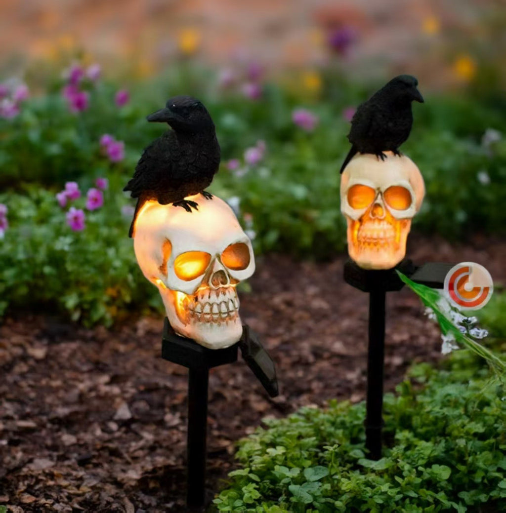 Halloween Solar Crow LED Light Skull Skeleton Lawn Light Ghost Decor Garden Yard
