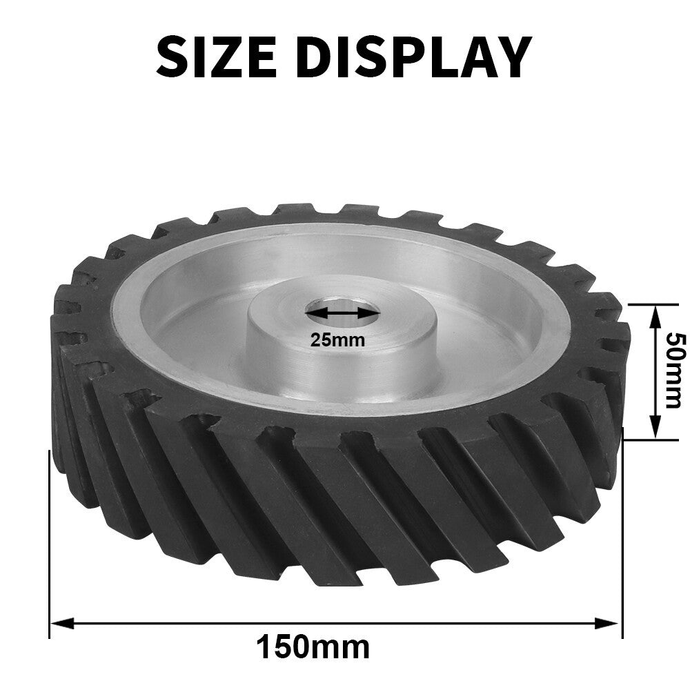 150mm/200mm/250mm Black Rubber Serrated Sand belt Grinding Contact Wheel
