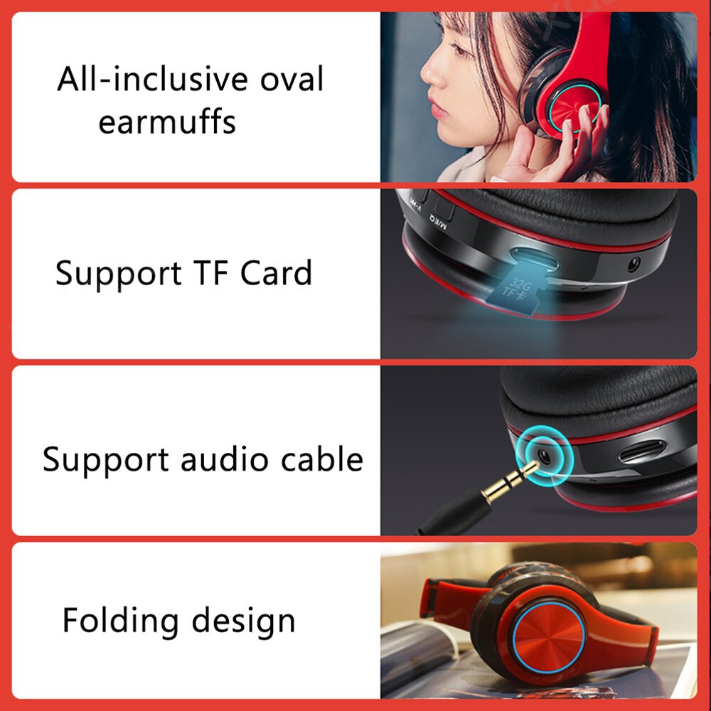 Wireless Bluetooth 5.1 Headphones Noise Cancelling Over-Ear Stereo Earphones UK~
