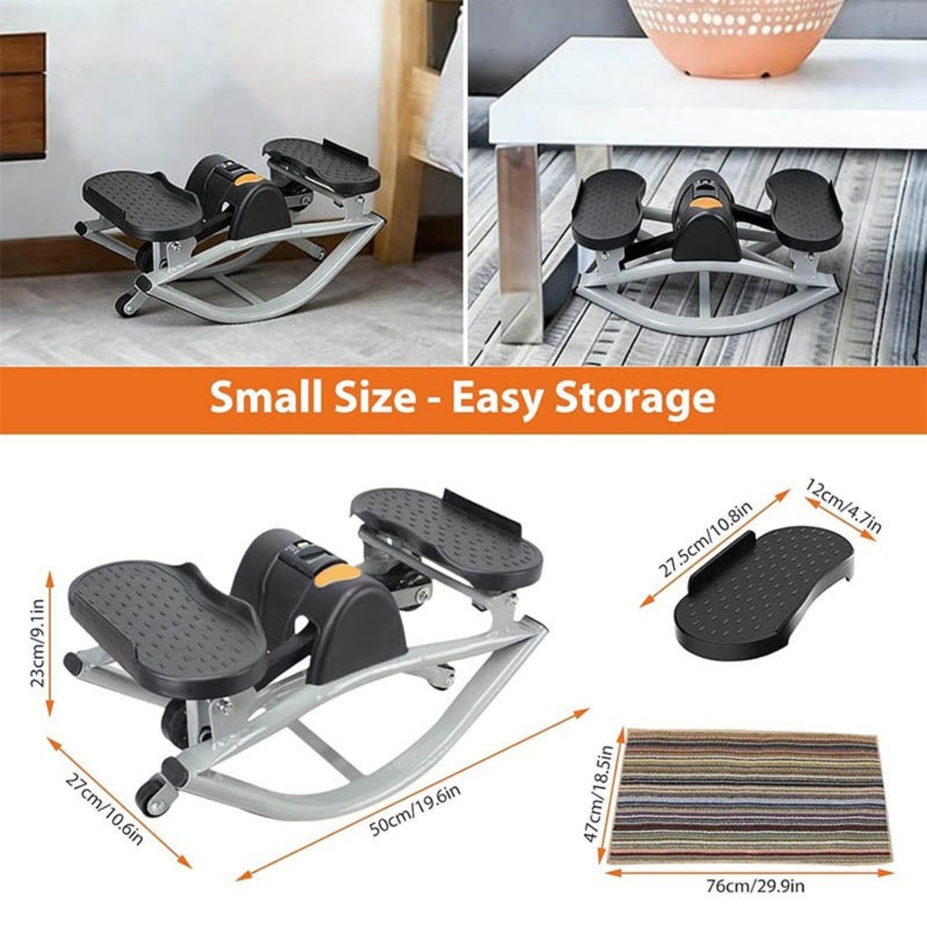Side-to-Side Rock Stepper w Elastic Resistance Bands LCD Monitor Balance Trainer
