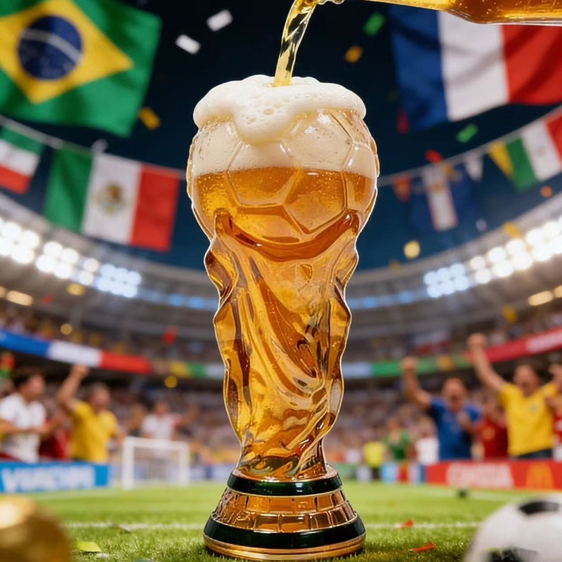 500ml World Football Trophy Beer Glass Cup Shape Drinking Mug Clear Collection