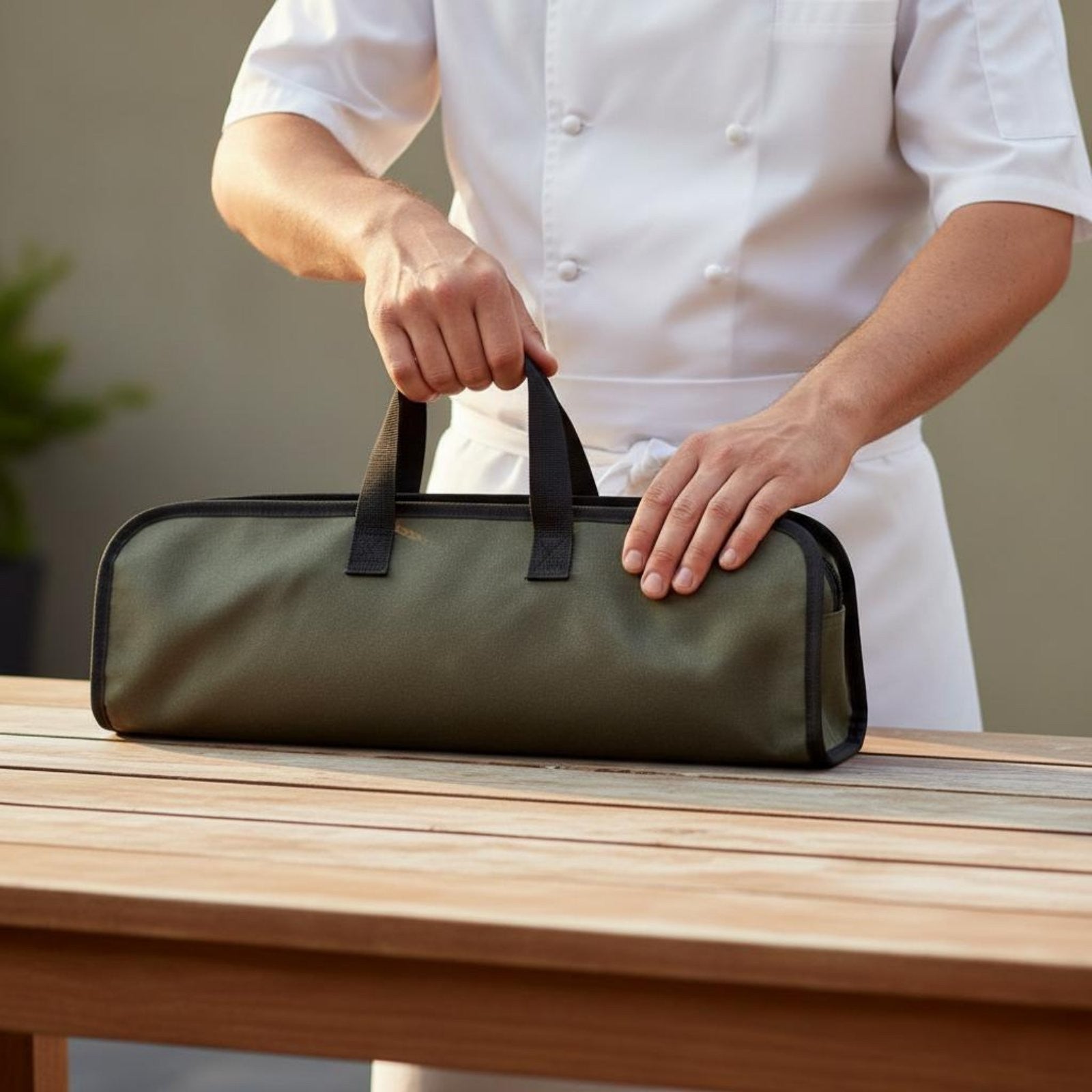Chef Bag Heavy-Duty Waxed Canvas Roll Lightweight for Outdoor, Chefs
