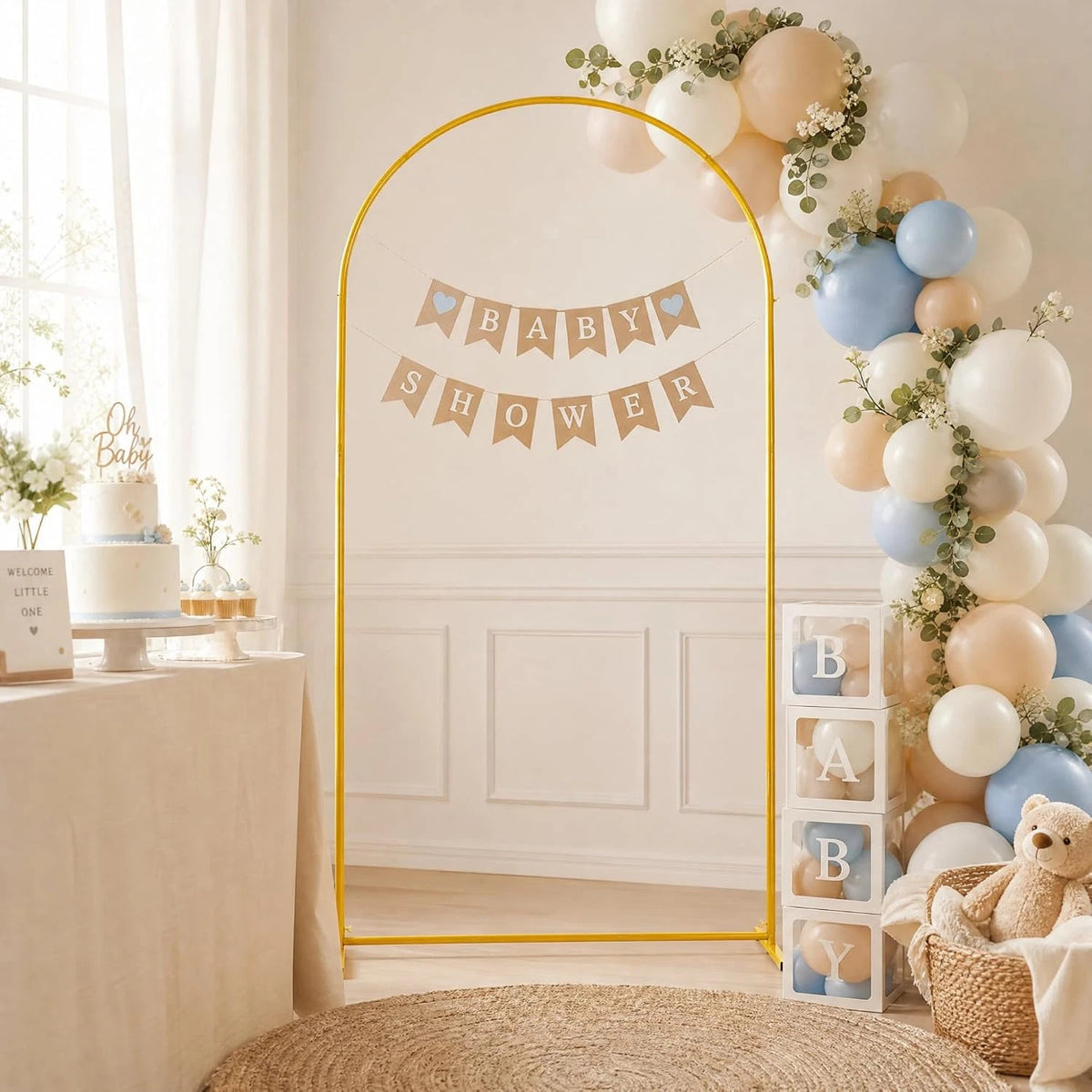 6.6FT Wedding Arch Door Backdrop Stand Flower Display Frame Backdrop Metal Rack