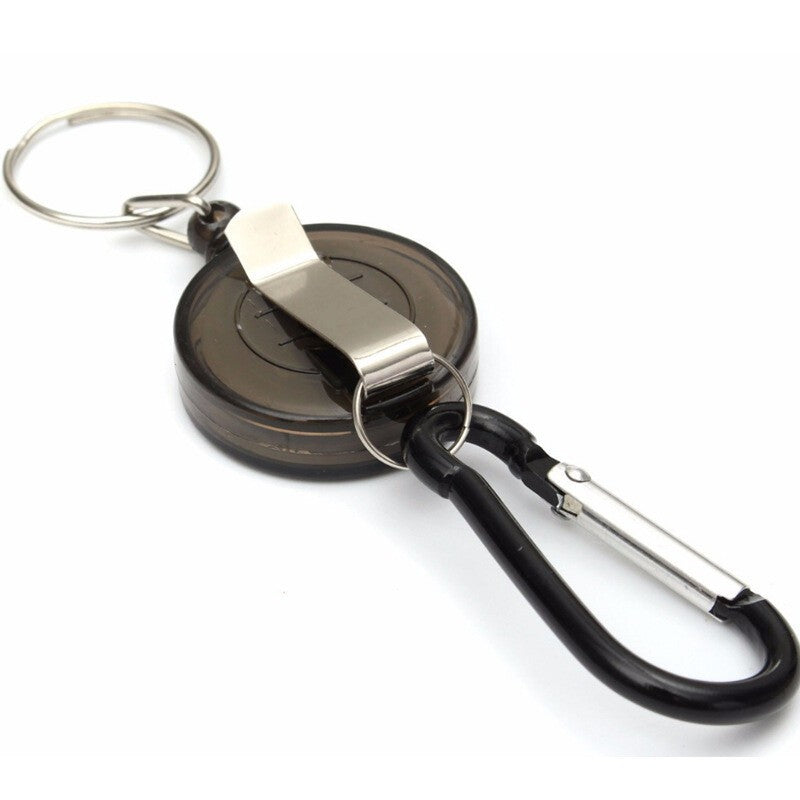 2 x Heavy duty Retractable Pull Badges ID Reel Carabiner Key Chain Cable Recoil
