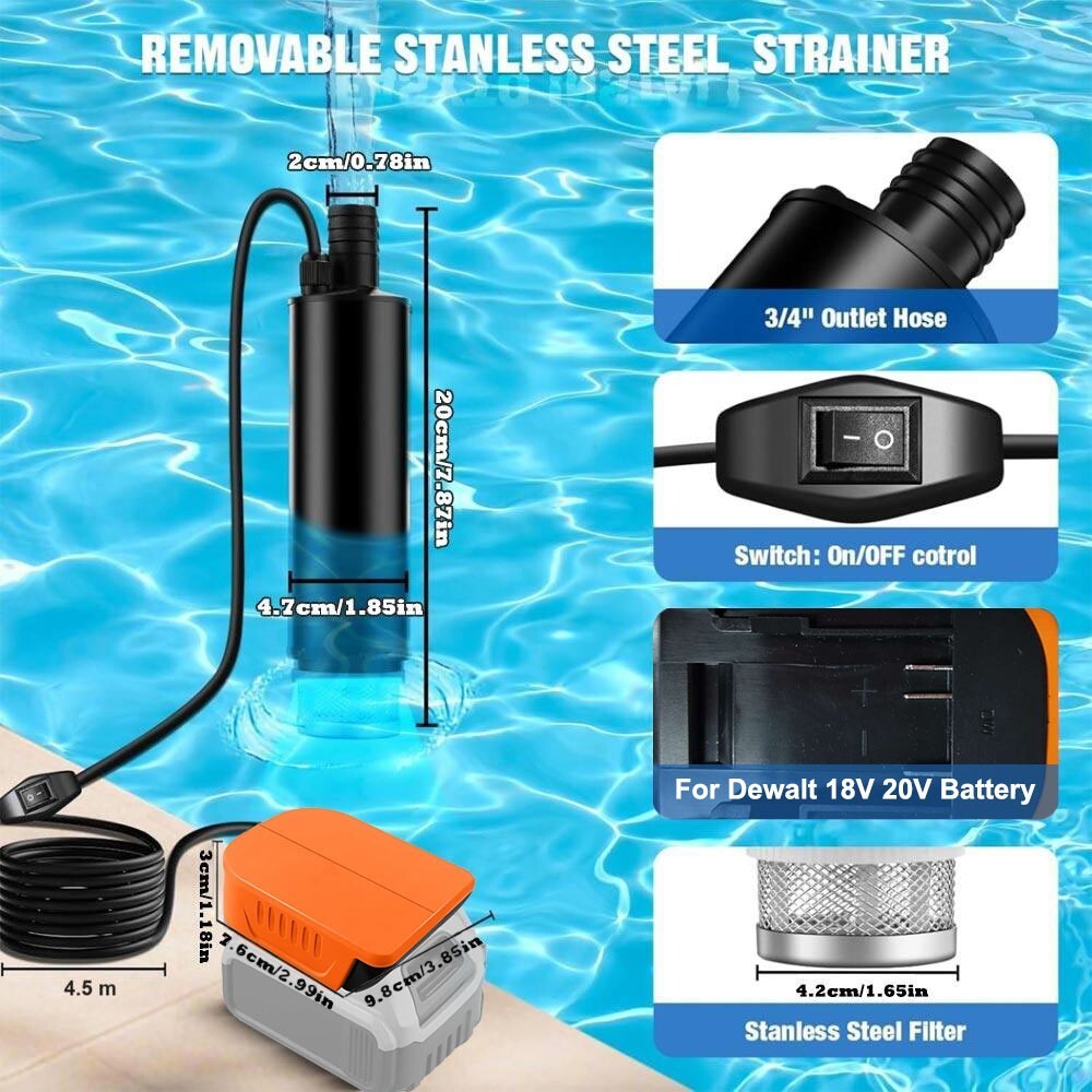 Cordless Oil/Water Pump Water Transfer Pump For Dewalt XR DCB 18V 20V Battery