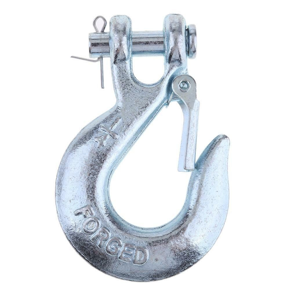 1/4 Inch Winch Replacement Hook with Latch for Trailer ATV Boat Towing