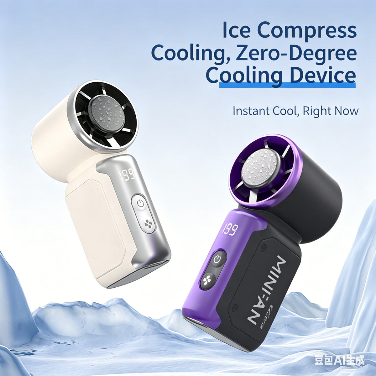Handheld Fan with Ice Cooler, Folding Desk Fan Mini Personal Cooling Fan Gifts