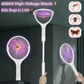 4000V Electric Fly Swatter Racket Rechargeable Bug Zapper Telescopic Extension